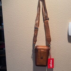 Wrangler Tan Leather Crossbody Bag